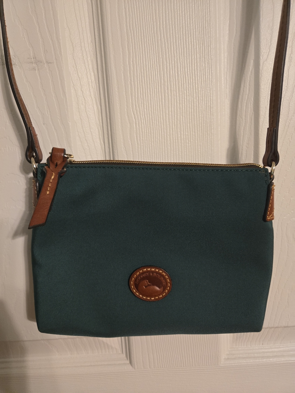 Dooney & Bourke Green Crossbody Shoulder Bag with Leather Trim